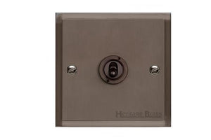 Elite Stepped Plate Range Matt Bronze Switches & Sockets, S09 - 1 Gang Toggle Switch by Heritage Brass By M-Marcus