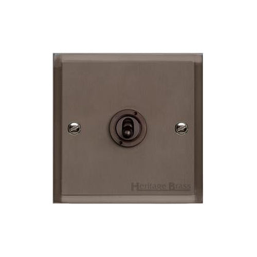 Elite Stepped Plate Range Matt Bronze Switches & Sockets, S09 - 1 Gang Toggle Switch by Heritage Brass By M-Marcus