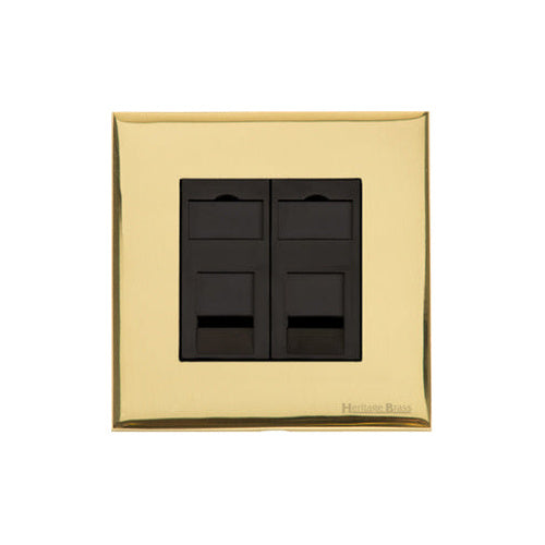 Windsor Range Polished Brass Switches & Sockets, WN1 - 2 Gang CAT6 by Heritage Brass By M-Marcus