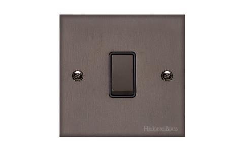 Heritage Brass Stylist Bronze Low Profile Plate - Square Edge - 20A Double Pole Switch