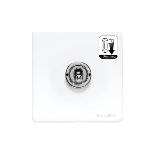 Vintage Range Gloss White Switches & Sockets, XGL - 1 Gang Dimming Toggle Switch by Heritage Brass By M-Marcus