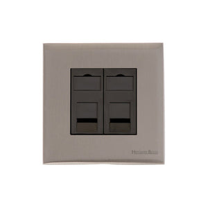 Windsor Range Satin Nickel Switches & Sockets, WN5 - 2 Gang Secondary Line Socket by Heritage Brass By M-Marcus