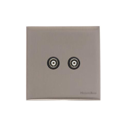 Windsor Range Satin Nickel Switches & Sockets, WN5 - TV/FM Diplexed Socket by Heritage Brass By M-Marcus