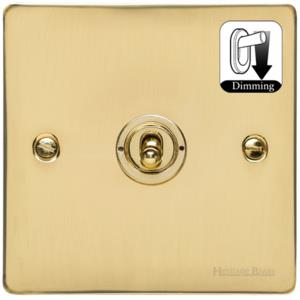 Elite Flat Plate Range Polished Brass Switches & Sockets, T01 - 1 Gang Dimming Toggle Switch by Heritage Brass By M-Marcus