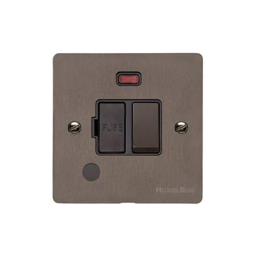 Heritage Brass Stylist Bronze Flat Plate - Round Edge - Switched Spur with Neon + Cord (13 Amp) - Type L9 by Heritage Brass By M-Marcus