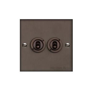 Richmond Elite Range Matt Bronze Switches & Sockets, LP9 - 2 Gang Toggle Switch by Heritage Brass By M-Marcus