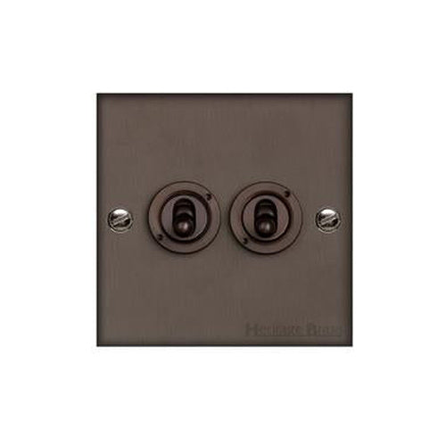 Richmond Elite Range Matt Bronze Switches & Sockets, LP9 - 2 Gang Toggle Switch by Heritage Brass By M-Marcus