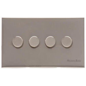 Windsor Range Satin Nickel Switches & Sockets, WN5 - 4 Gang TED Dimmer (Compatible with LED Lamps) by Heritage Brass By M-Marcus