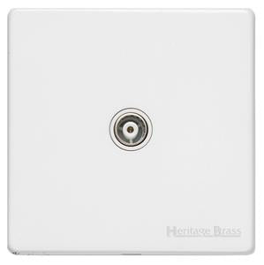 Vintage Range Gloss White Switches & Sockets, XGL - 1 Gang Non-Isolated TV Coaxial Socket by Heritage Brass By M-Marcus