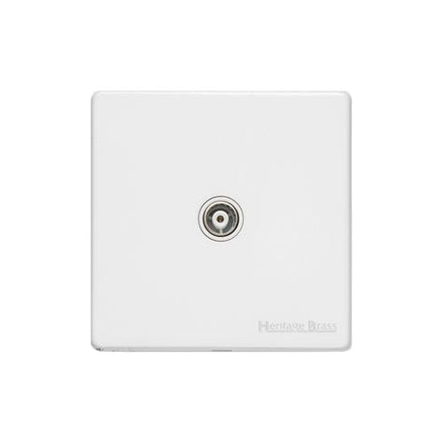 Vintage Range Gloss White Switches & Sockets, XGL - 1 Gang Non-Isolated TV Coaxial Socket by Heritage Brass By M-Marcus