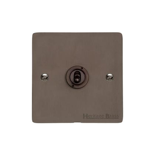 Elite Flat Plate Range Matt Bronze Switches & Sockets, T09 - 1 Gang Toggle Switch by Heritage Brass By M-Marcus