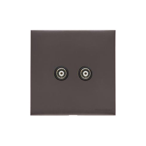 Windsor Range Matt Bronze Switches & Sockets, WN9 - 2 Gang TV Coaxial Socket by Heritage Brass By M-Marcus