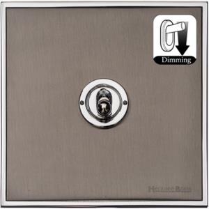 Executive Range Satin Black Nickel with Polished Chrome Switches & Sockets, EX26 - 1 Gang Dimming Toggle Switch by Heritage Brass By M-Marcus