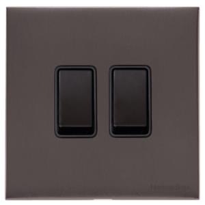 Windsor Range Matt Bronze Switches & Sockets, WN9 - 2 Gang Rocker Switch by Heritage Brass By M-Marcus