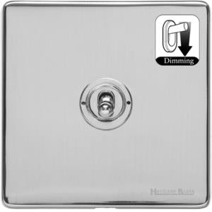 Vintage Range Polished Chrome Switches & Sockets, X02 - 1 Gang Dimming Toggle Switch by Heritage Brass By M-Marcus