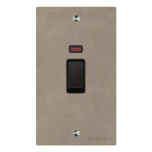 Elite Flat Plate Range Satin Nickel, T05 - 45A DP Cooker Switch with Neon (tall plate)