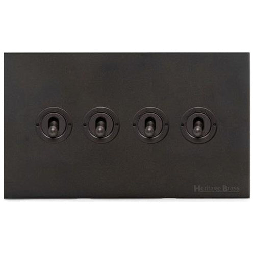 Windsor Range Dark Antique Bronze Switches & Sockets WN95 - 4 Gang Toggle Switch by Heritage Brass By M-Marcus