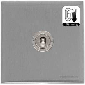 Winchester Range Satin Chrome Silk Switches & Sockets, W35 - 1 Gang Dimming Toggle Switch by Heritage Brass By M-Marcus