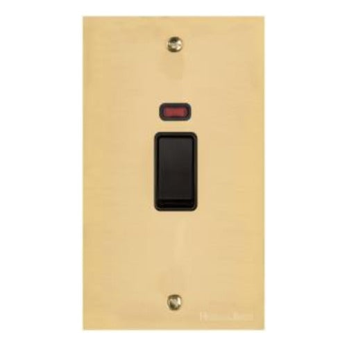 Bauhaus Range Polished Brass, BH1 - 45A DP Cooker Switch with Neon (tall plate)
