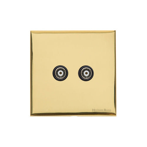 Windsor Range Polished Brass Switches & Sockets, WN1 - TV/FM Diplexed Socket by Heritage Brass By M-Marcus