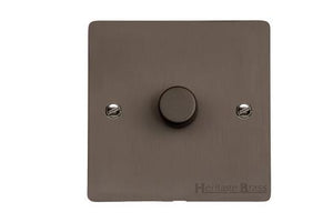 Elite Flat Plate Range Matt Bronze Switches & Sockets, T09 - 1 Gang Dimmer 250 watts (Compatible with halogen/ incandescent bulbs) by Heritage Brass By M-Marcus
