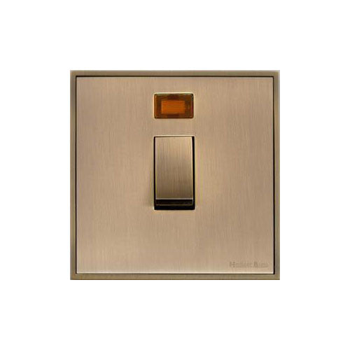 Executive Range-Antique Brass-20 Amp DP Switch with Neon