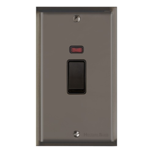 Elite Stepped Plate Range Polished Black Nickel, S06 - 45A DP Cooker Switch with Neon (tall plate)
