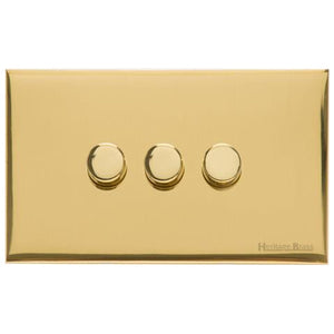Windsor Range Polished Brass Switches & Sockets, WN1 - 3G Multi Location Primary Dimmer by Heritage Brass By M-Marcus