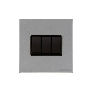 Windsor Range Satin Chrome Silk Switches & Sockets, WN35 - 3 Gang Rocker Switch by Heritage Brass By M-Marcus