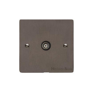 Heritage Brass Stylist Bronze Flat Plate - Round Edge - 1 Gang Isolated TV Coaxial Socket - Type L9 by Heritage Brass By M-Marcus