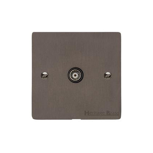 Heritage Brass Stylist Bronze Flat Plate - Round Edge - 1 Gang Isolated TV Coaxial Socket - Type L9 by Heritage Brass By M-Marcus