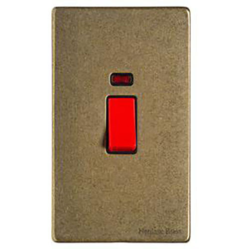 Vintage Range-Rustic Brass-45A DP Cooker Switch with Neon (tall plate)