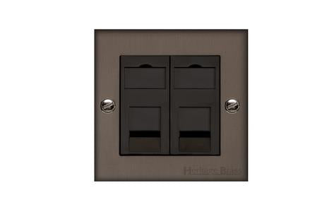 Heritage Brass Stylist Bronze Low Profile Plate - Square Edge - 2 Gang Secondary Line Socket
