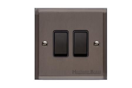Elite Stepped Plate Range Matt Bronze Switches & Sockets, S09 - 2 Gang Rocker Switch by Heritage Brass By M-Marcus