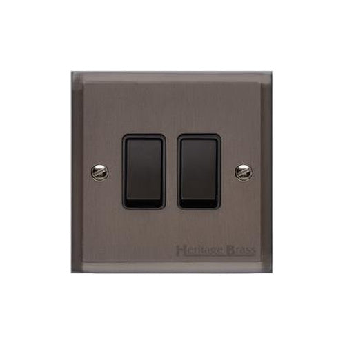 Elite Stepped Plate Range Matt Bronze Switches & Sockets, S09 - 2 Gang Rocker Switch by Heritage Brass By M-Marcus