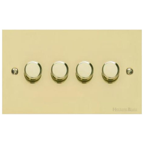 Richmond Elite Range Satin Brass Switches & Sockets, LP44 - 4 Gang Dimmer 400 watts(Compatible with halogen/ incandescent bulbs) by Heritage Brass By M-Marcus