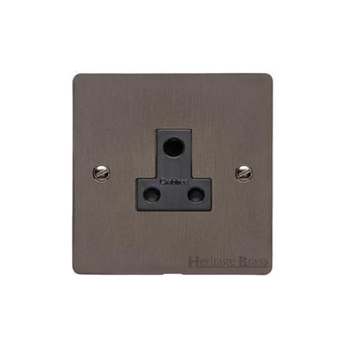 Elite Flat Plate Range Matt Bronze Switches & Sockets, T09 - 5 Amp 3 Round Pin Socket by Heritage Brass By M-Marcus