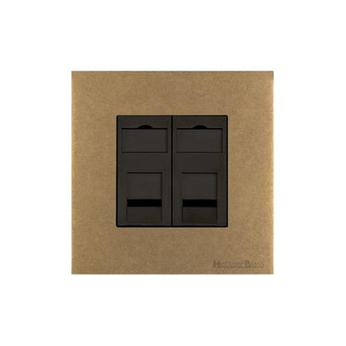 Windsor Range Aged Brass Switches & Sockets, WN50 - 2 Gang Master Line Socket by Heritage Brass By M-Marcus