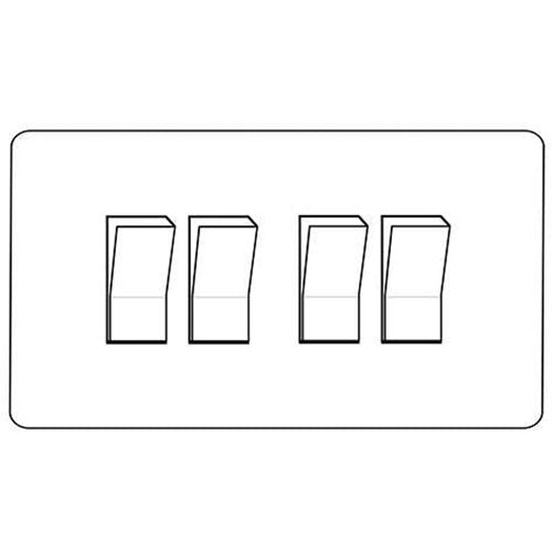 Primed White Flat Square Plate QPW-4 Gang Switch (20 Amp) by Heritage Brass By M-Marcus