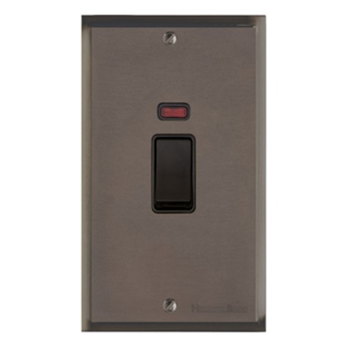 Elite Stepped Plate Range Matt Bronze, S09 - 45A DP Cooker Switch with Neon (tall plate) by Heritage Brass By M-Marcus
