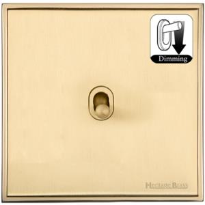 Executive Range Satin Brass with Polished Brass Switches & Sockets, EX14 - 1 Gang Dimming Stockholm Toggle by Heritage Brass By M-Marcus