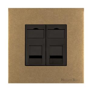 Windsor Range Aged Brass Switches & Sockets, WN50 - 2 Gang Secondary Line Socket by Heritage Brass By M-Marcus
