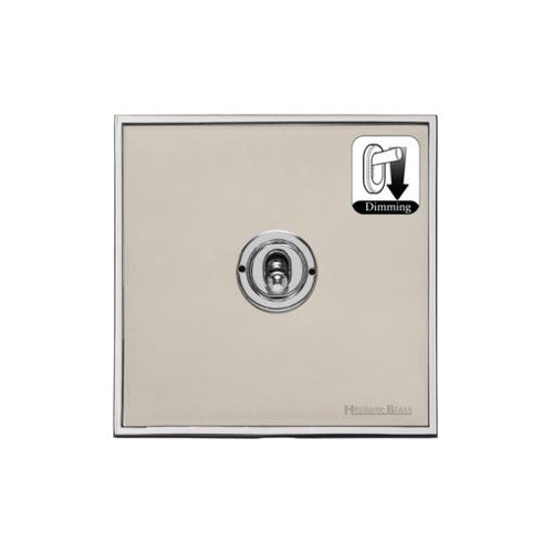 Executive Range Satin Nickel with Polished Chrome Switches & Sockets, EX25 - 1 Gang Dimming Toggle Switch by Heritage Brass By M-Marcus