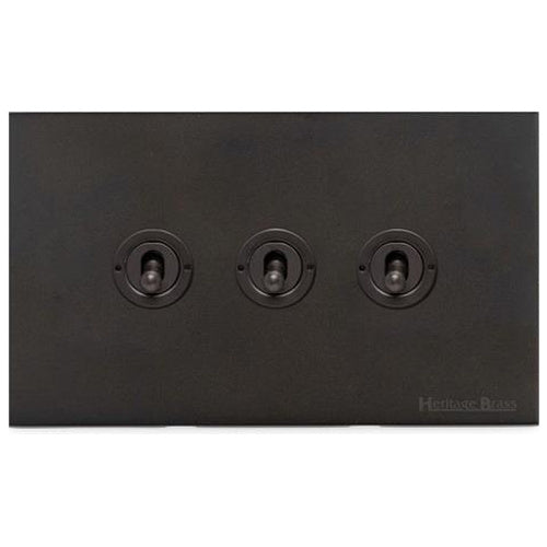 Windsor Range Dark Antique Bronze Switches & Sockets WN95 - 3 Gang Toggle Switch by Heritage Brass By M-Marcus