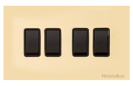 Windsor Range Polished Brass Switches & Sockets, WN1 - 4 Gang Rocker Switch by Heritage Brass By M-Marcus
