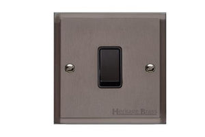 Elite Stepped Plate Range Matt Bronze Switches & Sockets, S09 - 1 Gang Intermediate Rocker Switch by Heritage Brass By M-Marcus