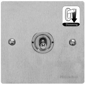 Elite Flat Plate Range Satin Chrome Switches & Sockets, T03 - 1 Gang Dimming Toggle Switch by Heritage Brass By M-Marcus