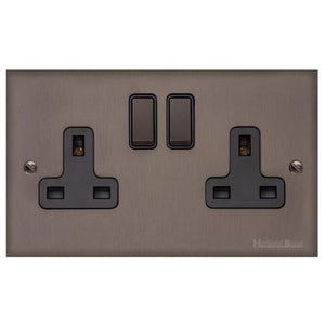 Heritage Brass Stylist Bronze Low Profile Plate - Square Edge - Double Socket (13 Amp) -Type RL9 by Heritage Brass By M-Marcus