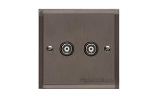 Elite Stepped Plate Range Matt Bronze Switches & Sockets, S09 - TV/FM Diplexed Socket by Heritage Brass By M-Marcus
