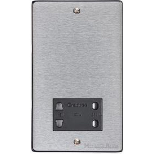 Elite Flat Plate Range Satin Chrome Switches & Sockets, T03 - Shaver Socket Output Voltage 110/240V by Heritage Brass By M-Marcus
